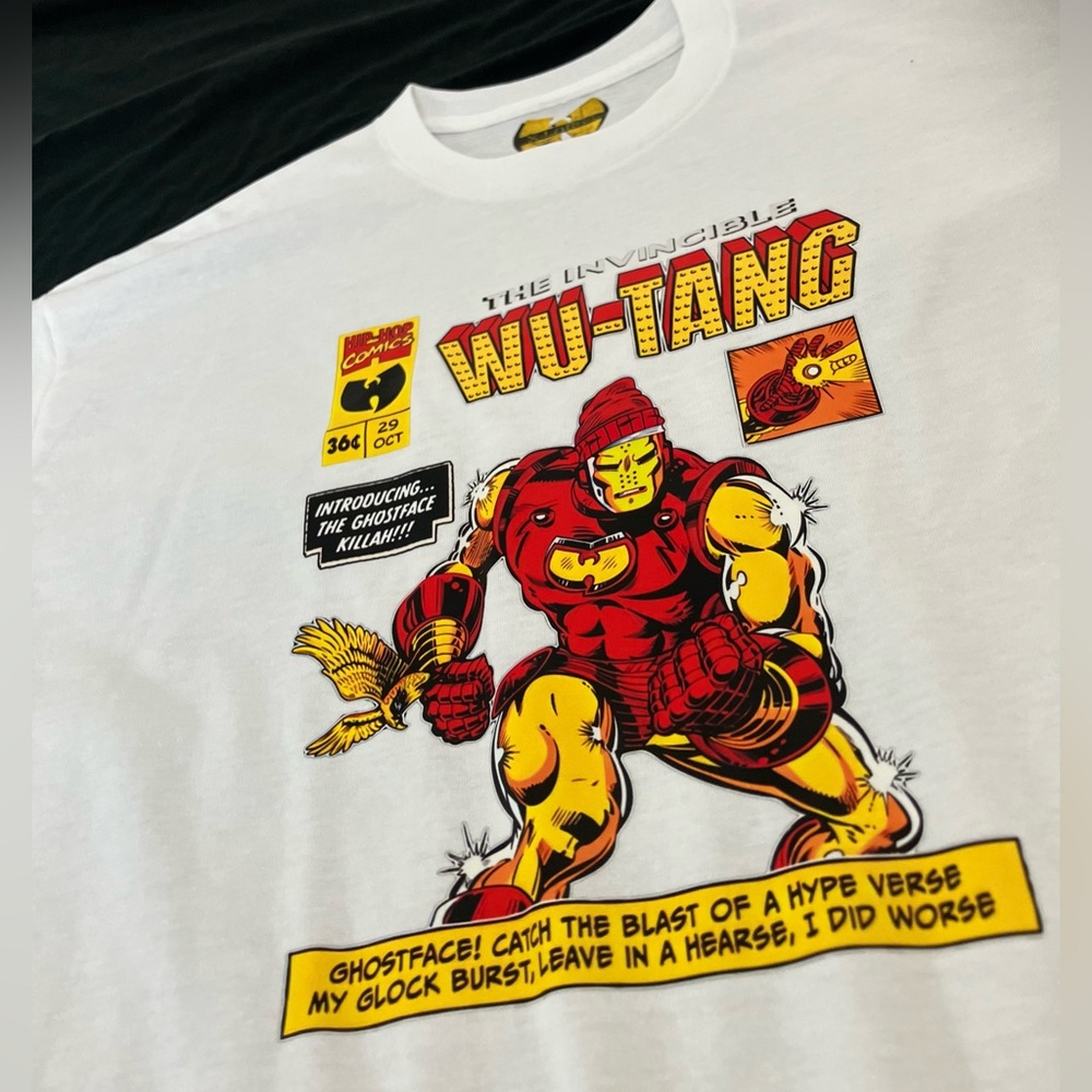 The Invincible Wu-Tang Ghostface Killah Iron Man Collab White Tee